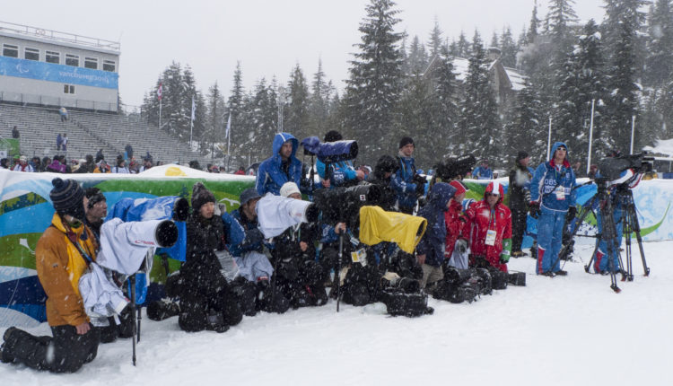 Photographers waiting at the finish line of the 2010 Paralympic Alpine Course in Whistler, B.C. Submitted photo by Rick Etkin.