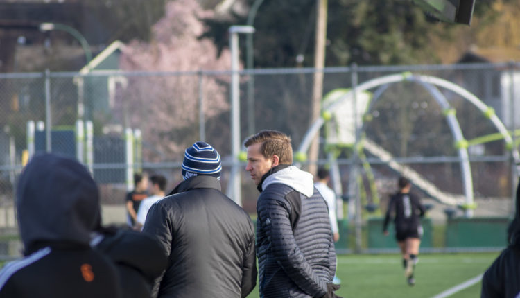 Mark Eckerle discussing coaching at Trillium Park. Photo by Ryan Ng