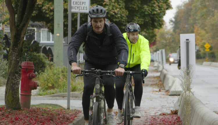 Cyclists in bike lane