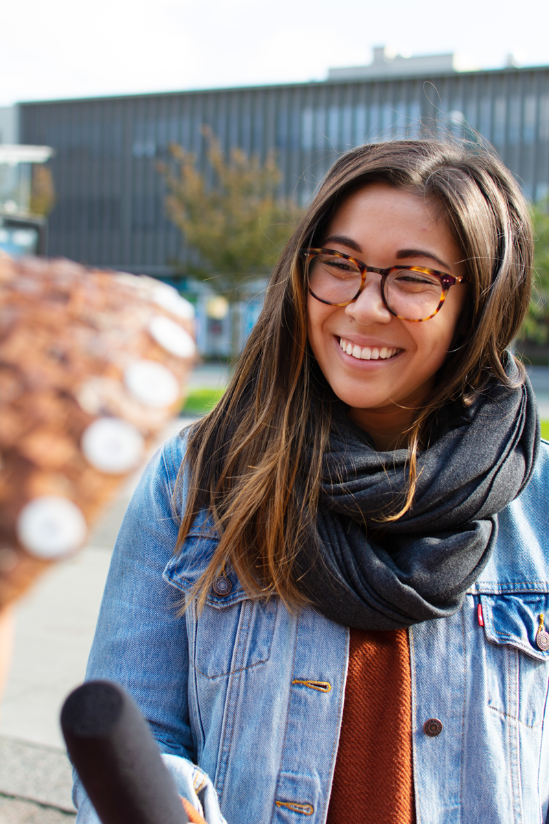 Student reporter at work